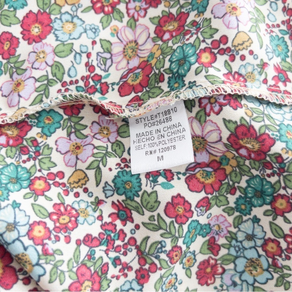 Entro Floral Ruffle Sleeve Long Sleeve Blouse Multicolor Boho Top Medium - Picture 9 of 9